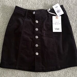Black corduroy button skirt, mini skirt-brand new with tags